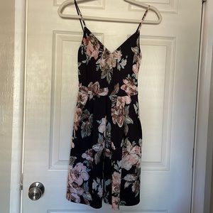 Floral black mini dress